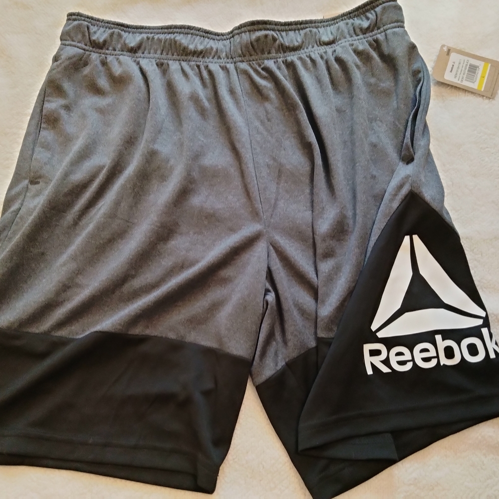 Reebok Men's Gray and Black Athletic Shorts